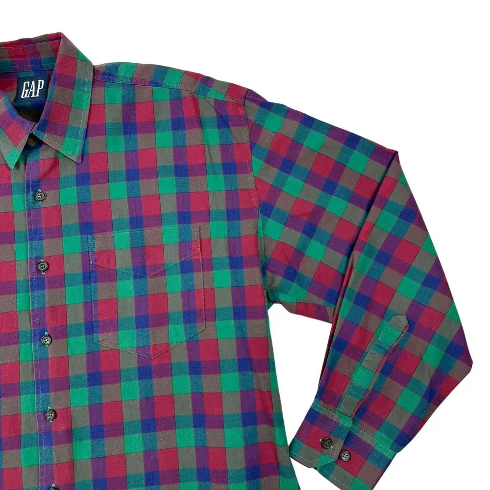 Vintage GAP Plaid Cotton Flannel Shirt 1990s Made in Portugal Men’s M